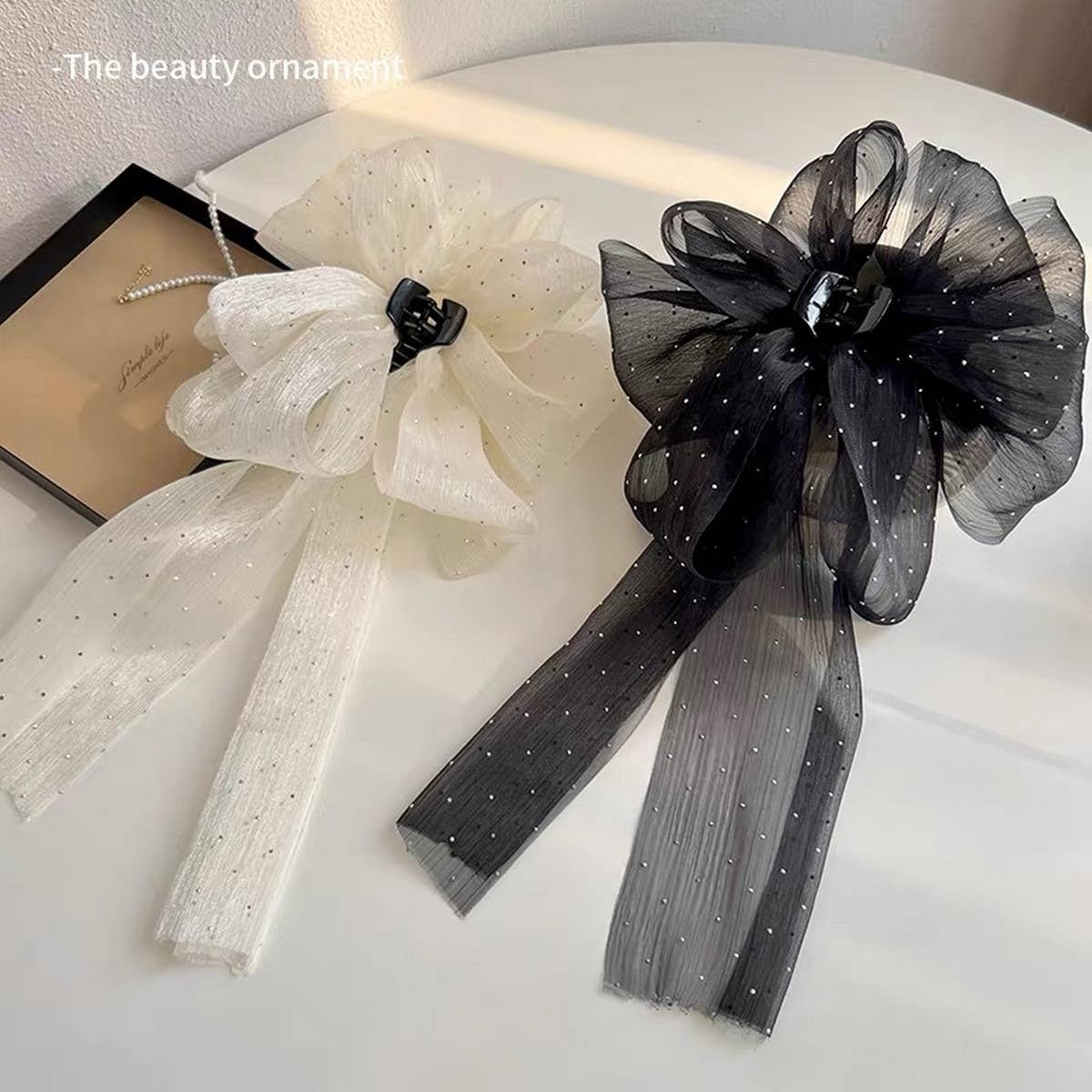 2024 NEW STYLE MESH SHINY BOW GRAB CLIP_CWAHA2199