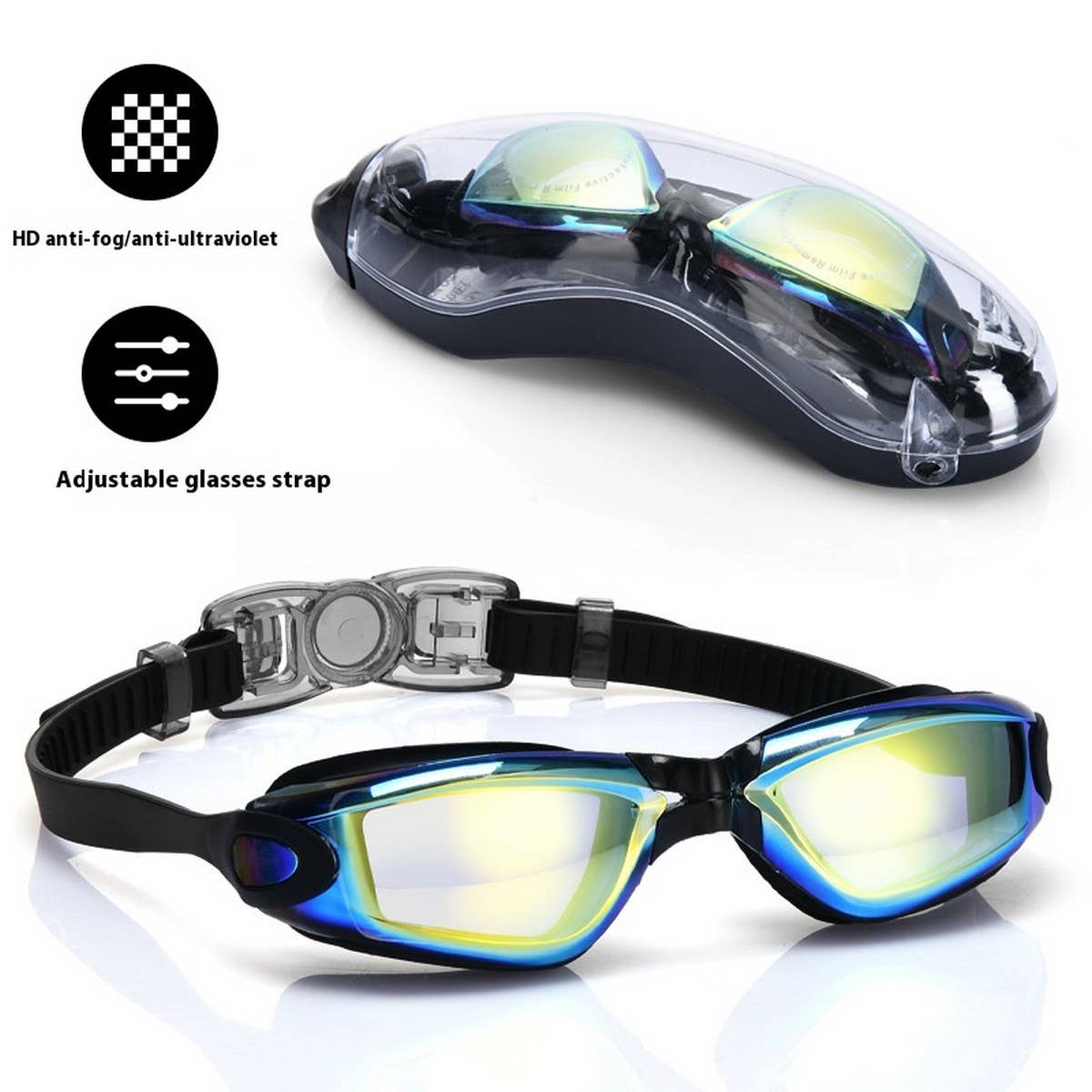 Kids Swim Goggles, HD Mirror, Anti-Fog Waterproof