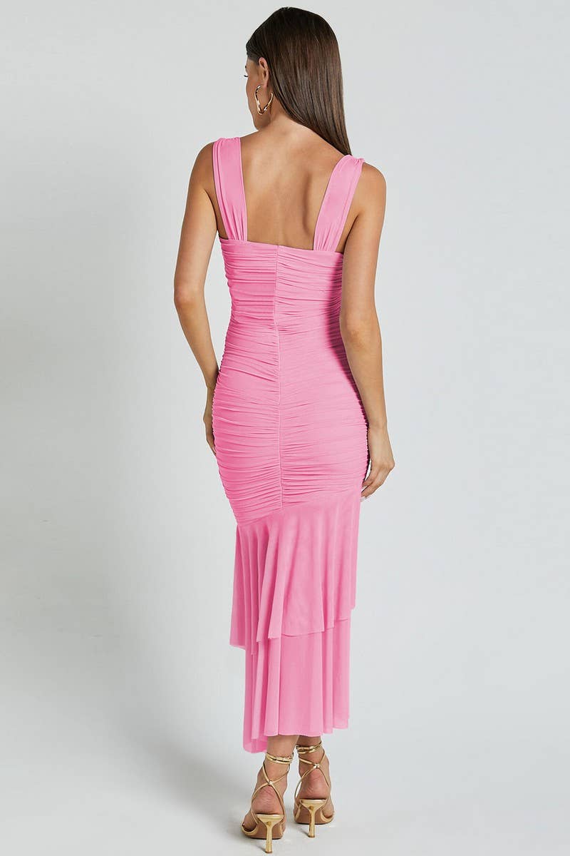 CWDMD4796_SUSPENDER DOUBLE-LAYER MESH SPLICING DRESS