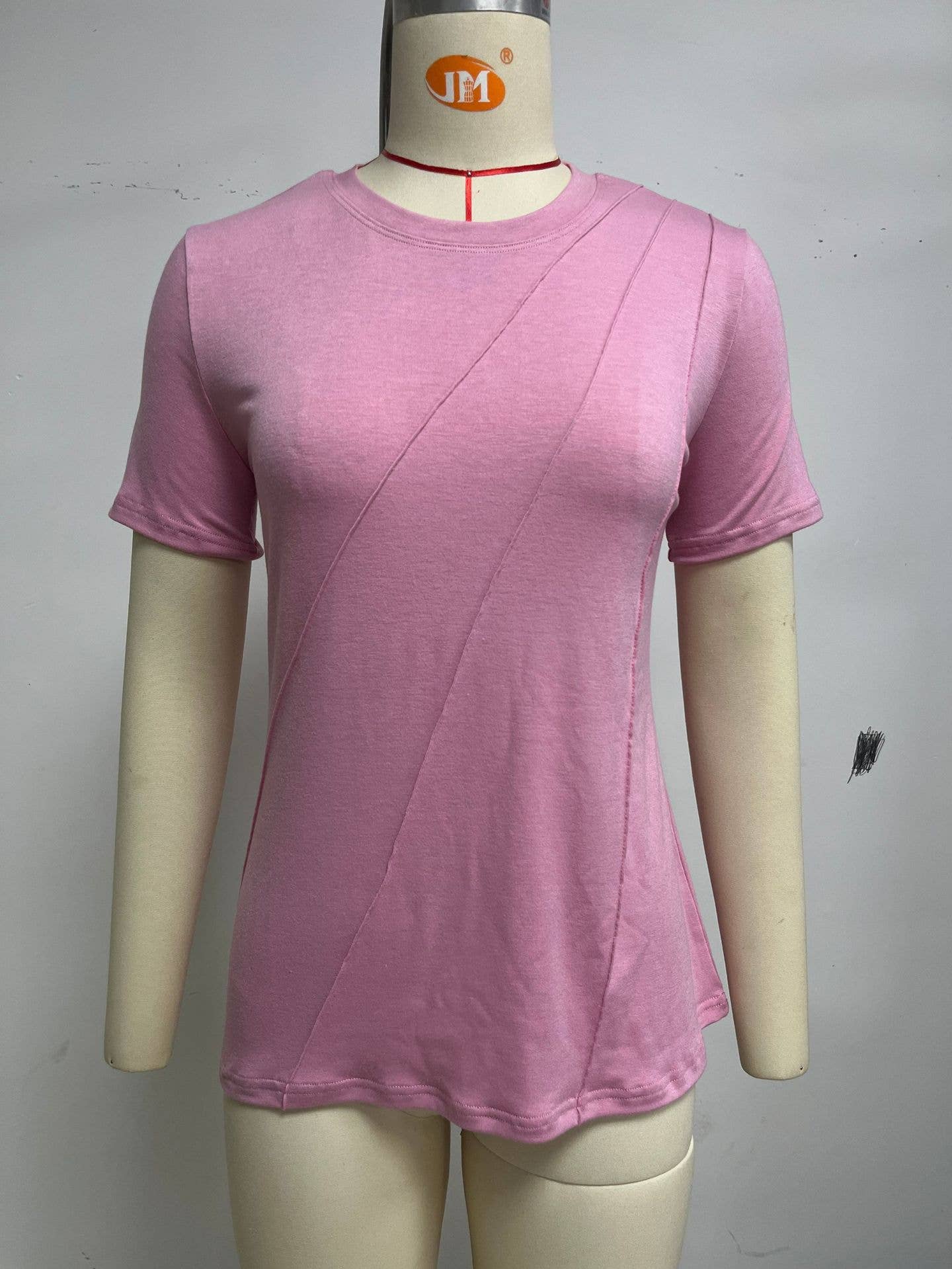 Solid color baggy crew neck short-sleeved T-shirt