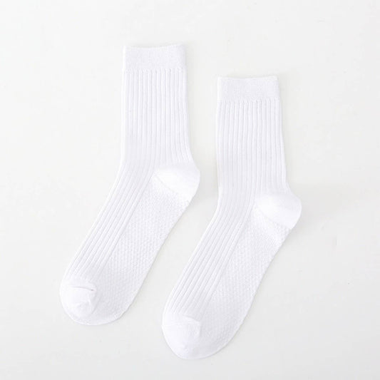 SOLID COLOR MASSAGE BOTTOM CASUAL MID-CALF SOCKS_CWMS0993
