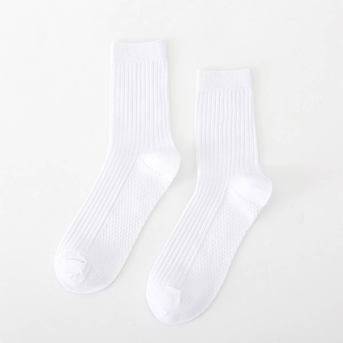 SOLID COLOR MASSAGE BOTTOM CASUAL MID-CALF SOCKS_CWMS0993