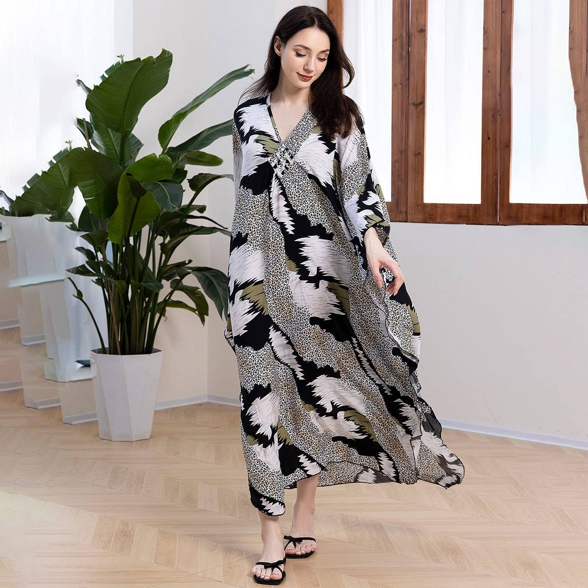 Woven Front Rayon Beach Cover-Up Dress_CWMM6212