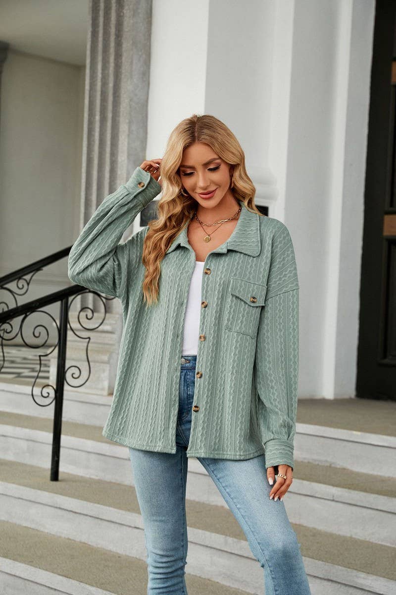 CWOCO0889_SOLID COLOR LAPEL POCKET BUTTON LONG SLEEVE COATS