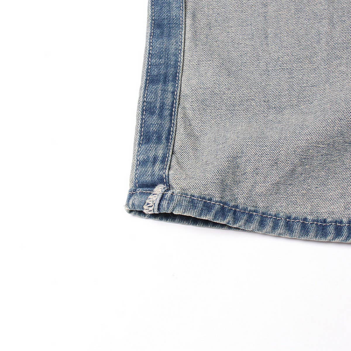 STRAIGHT LEG COLOR BLOCKING DENIM CASUAL PANTS_CWJP0202