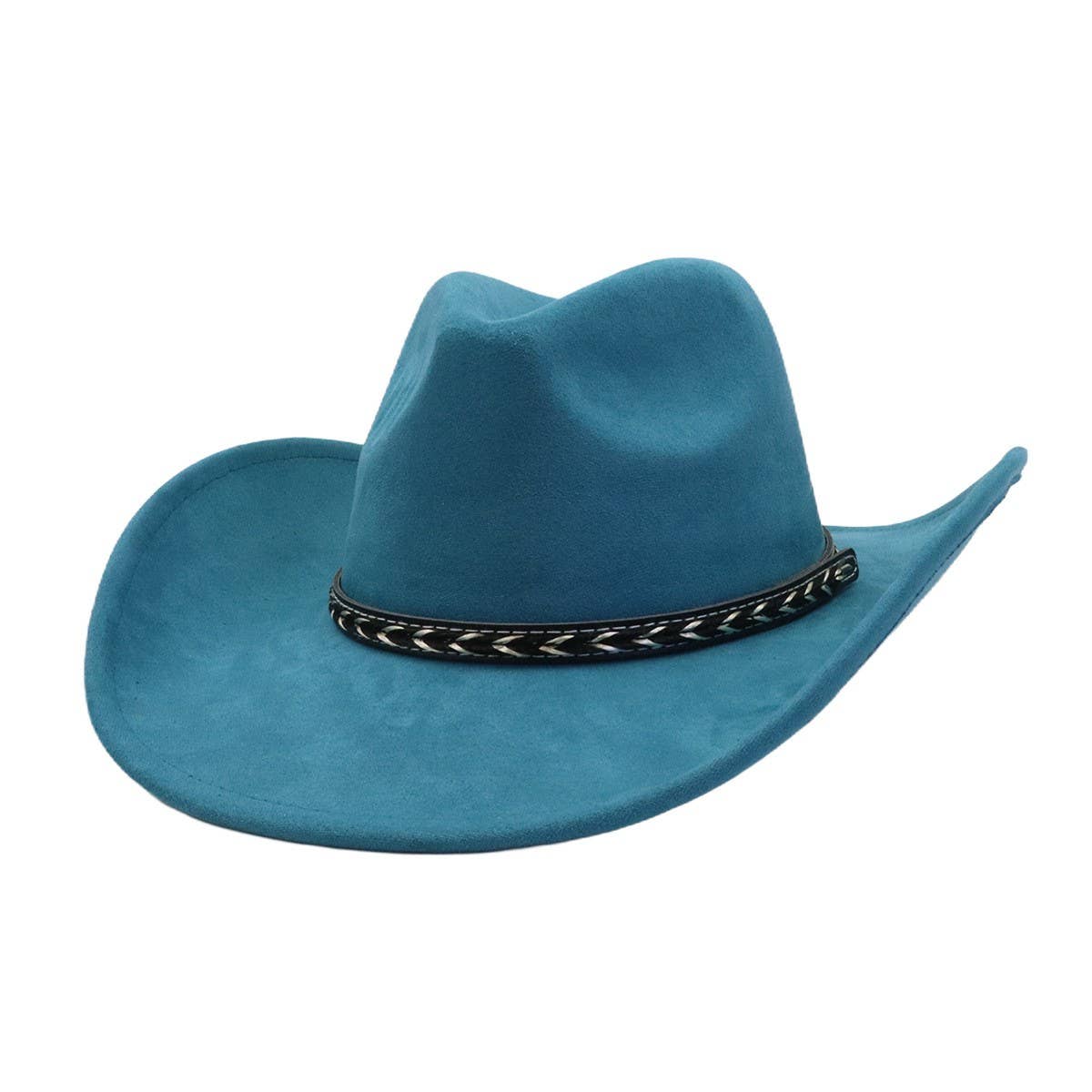 Unisex Western Suede Cowboy FedoraHat Ethnic Style_CWAH04398