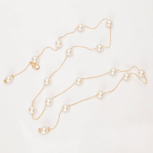 CWABE0928_WOMEN'S PEARL WAIST CHAIN THIN BELT