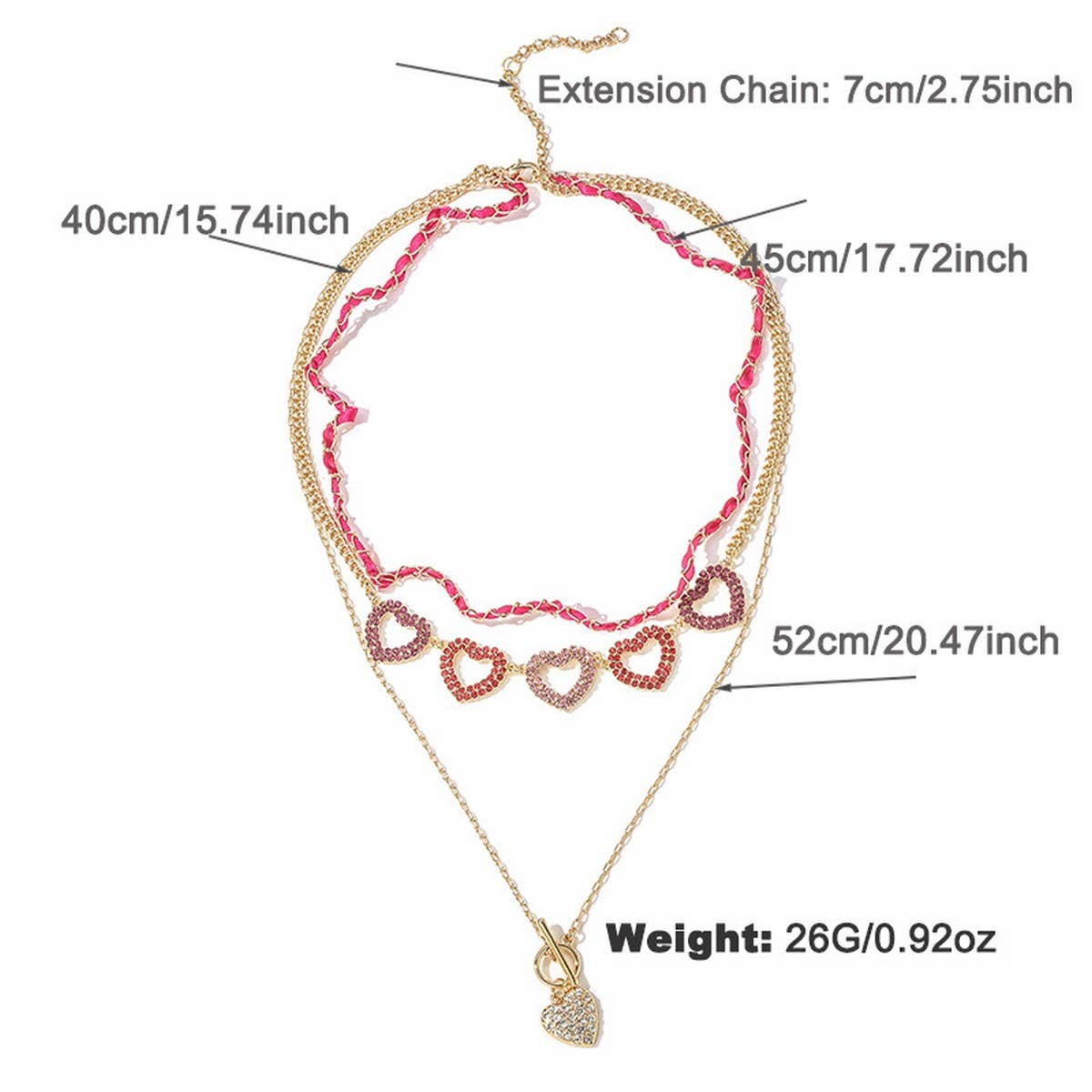 NEW LOVE PEACH STACKING NECKLACE SET FOR WOMEN