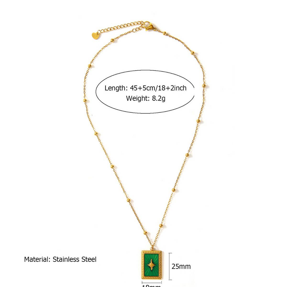 Vintage Style Steel Necklace with Heart Pendant