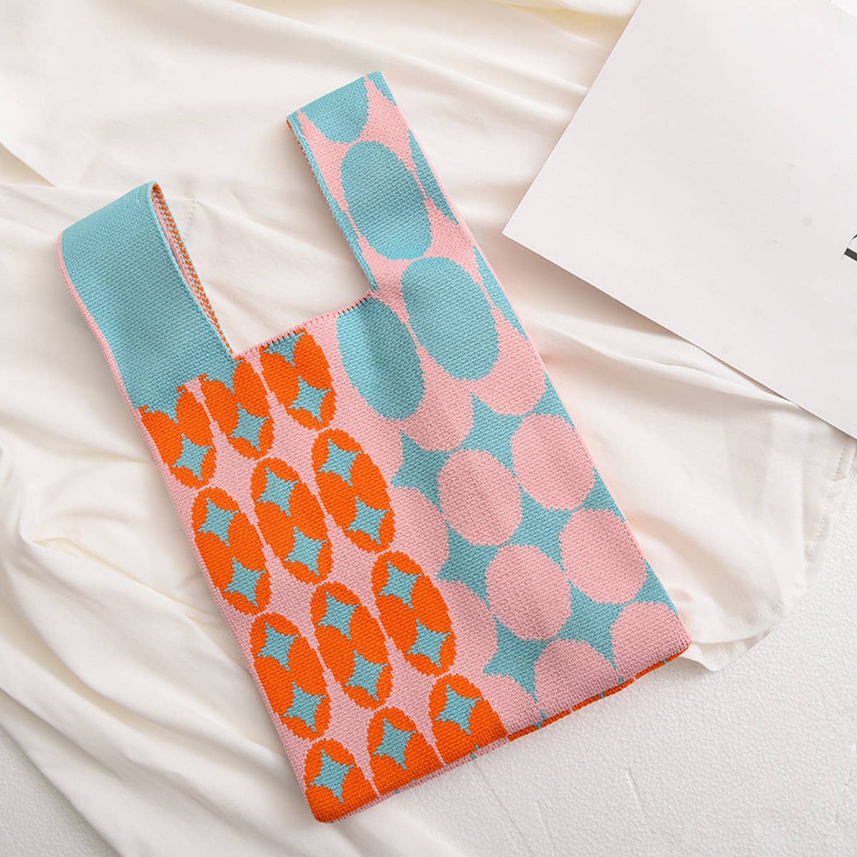 Trendy Knit Handbag for Women, Colorful Design_CWAB0879