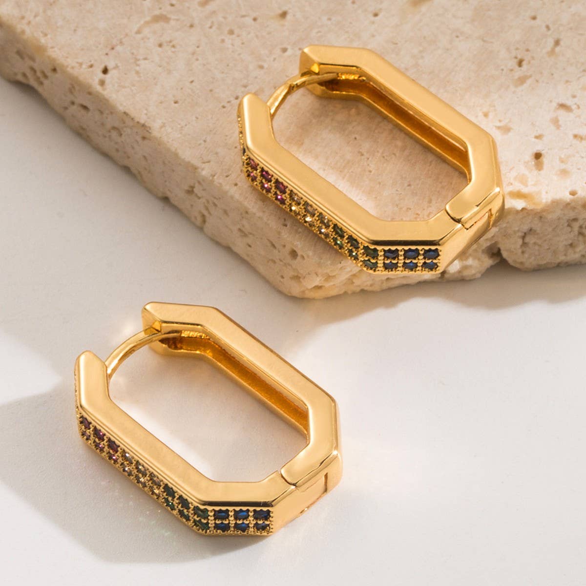 Luxury Micro Geometric Copper Hoop Earrings