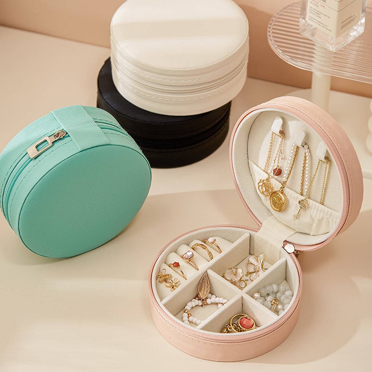 ROUND HIGH-END SIMPLE JEWELRY STORAGE BOX