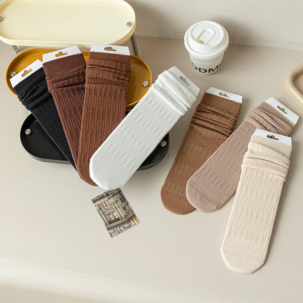 SOLID COLOR RETRO WARM MID-CALF SOCKS_CWMS1053