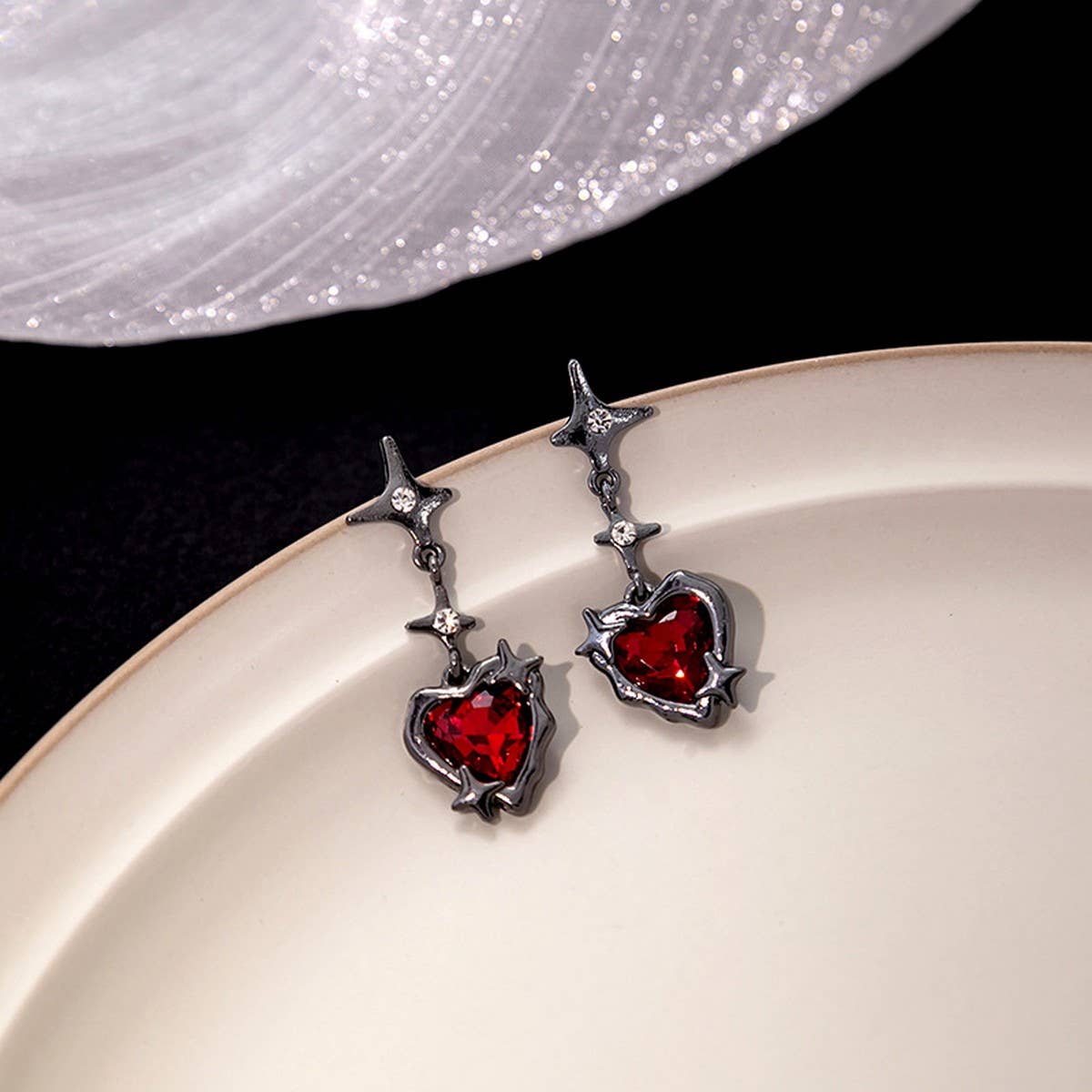 SWEET AND COOL DARK RED HEART EARRINGS