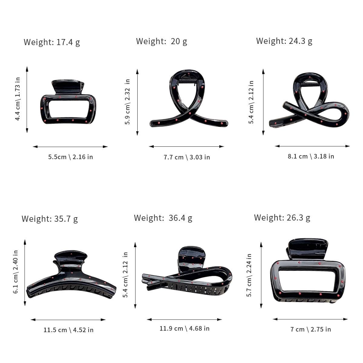 Polka dot black  elegant geometric hair clip