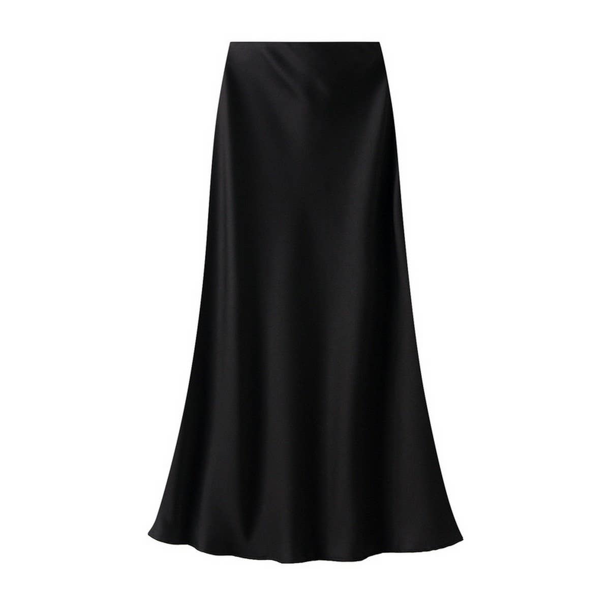 Silky High-Waist Fishtail Bodycon Midi Skirt