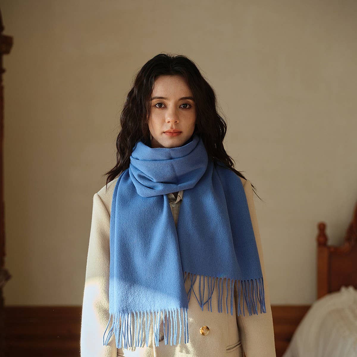 100% Wool Simple Solid Color Scarf Unisex_CWASC2296