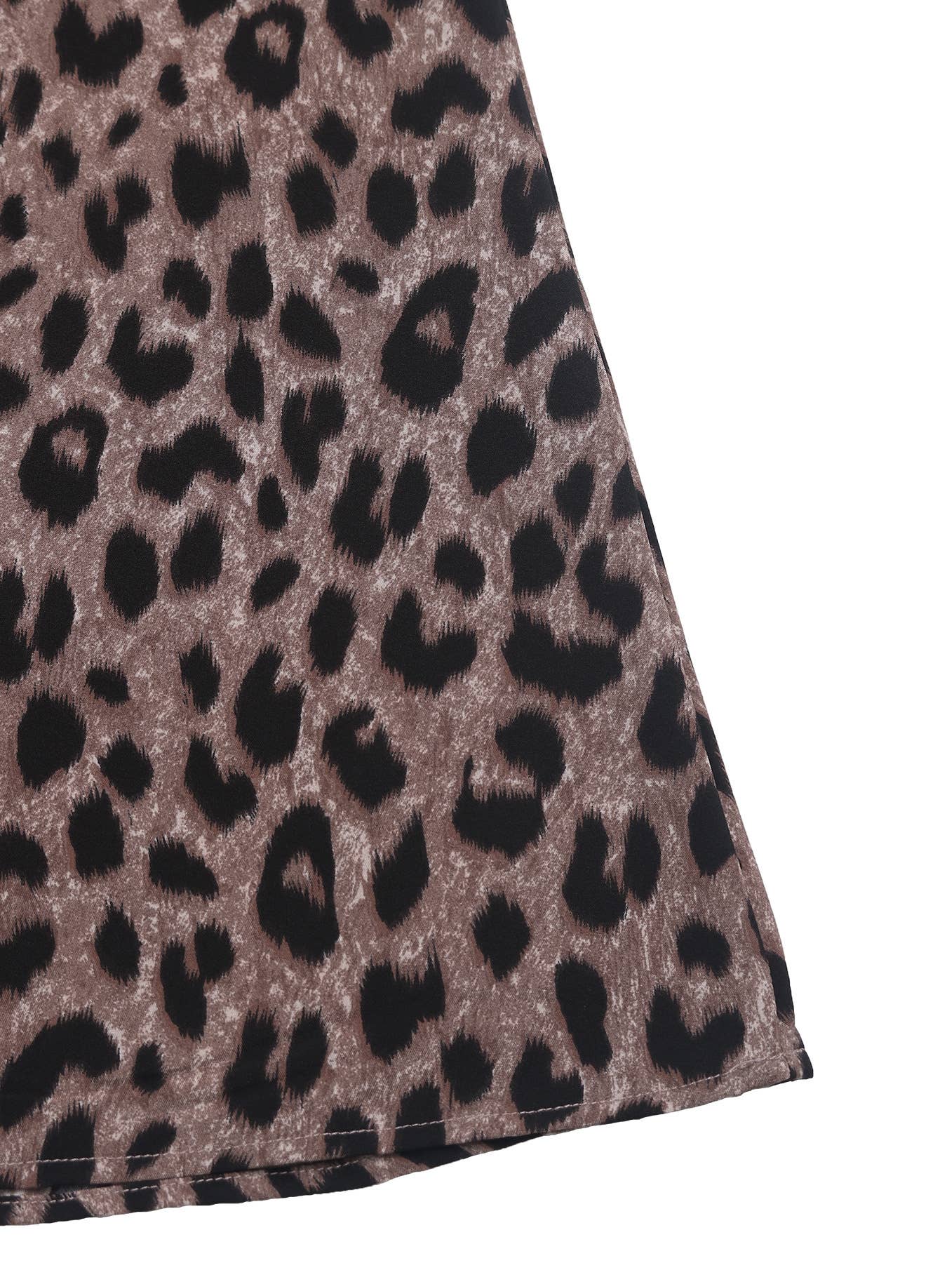 LEOPARD PRINT HIGH-WAISTED V-NECK LONG DRESS