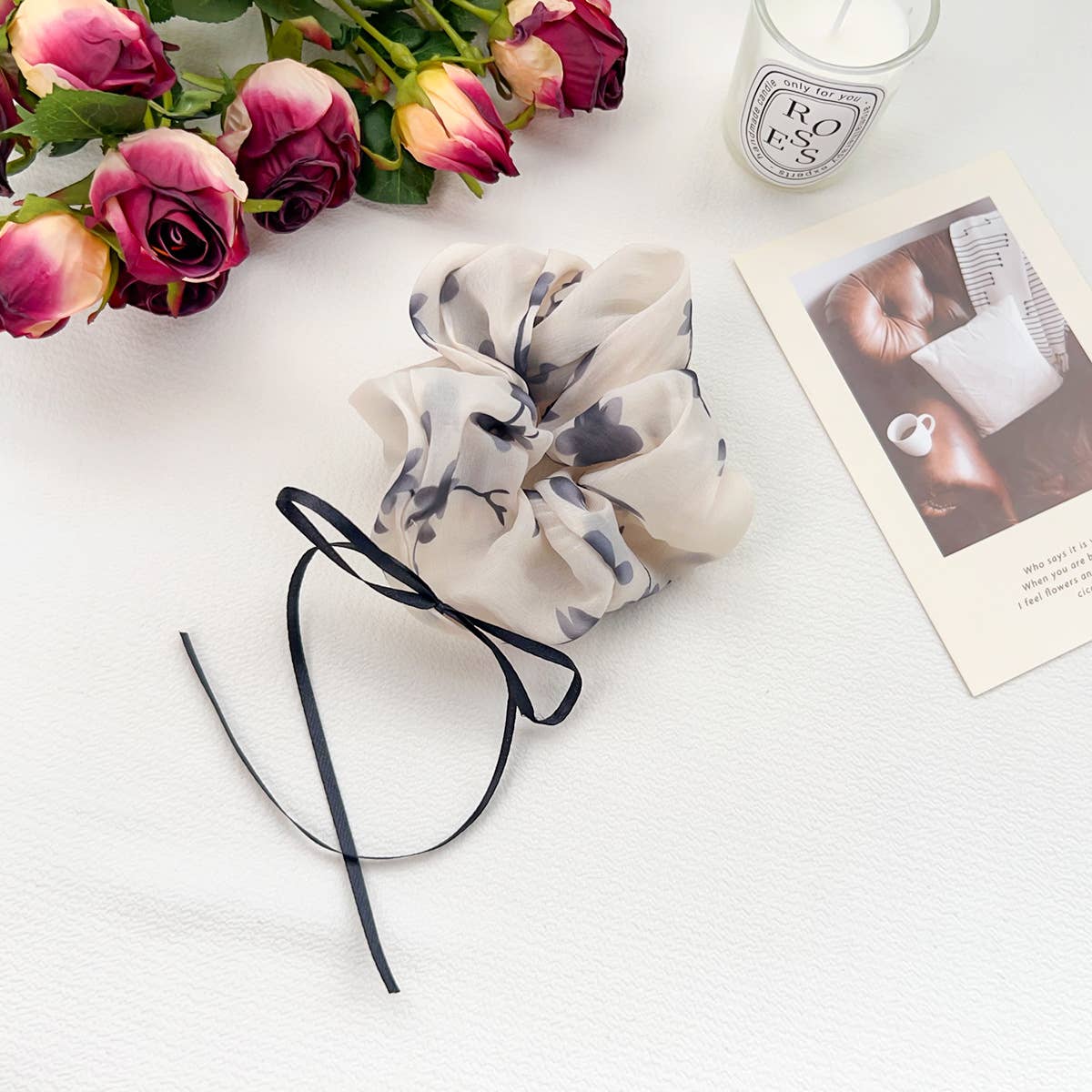 High-elasticity retro floral fabric hair band