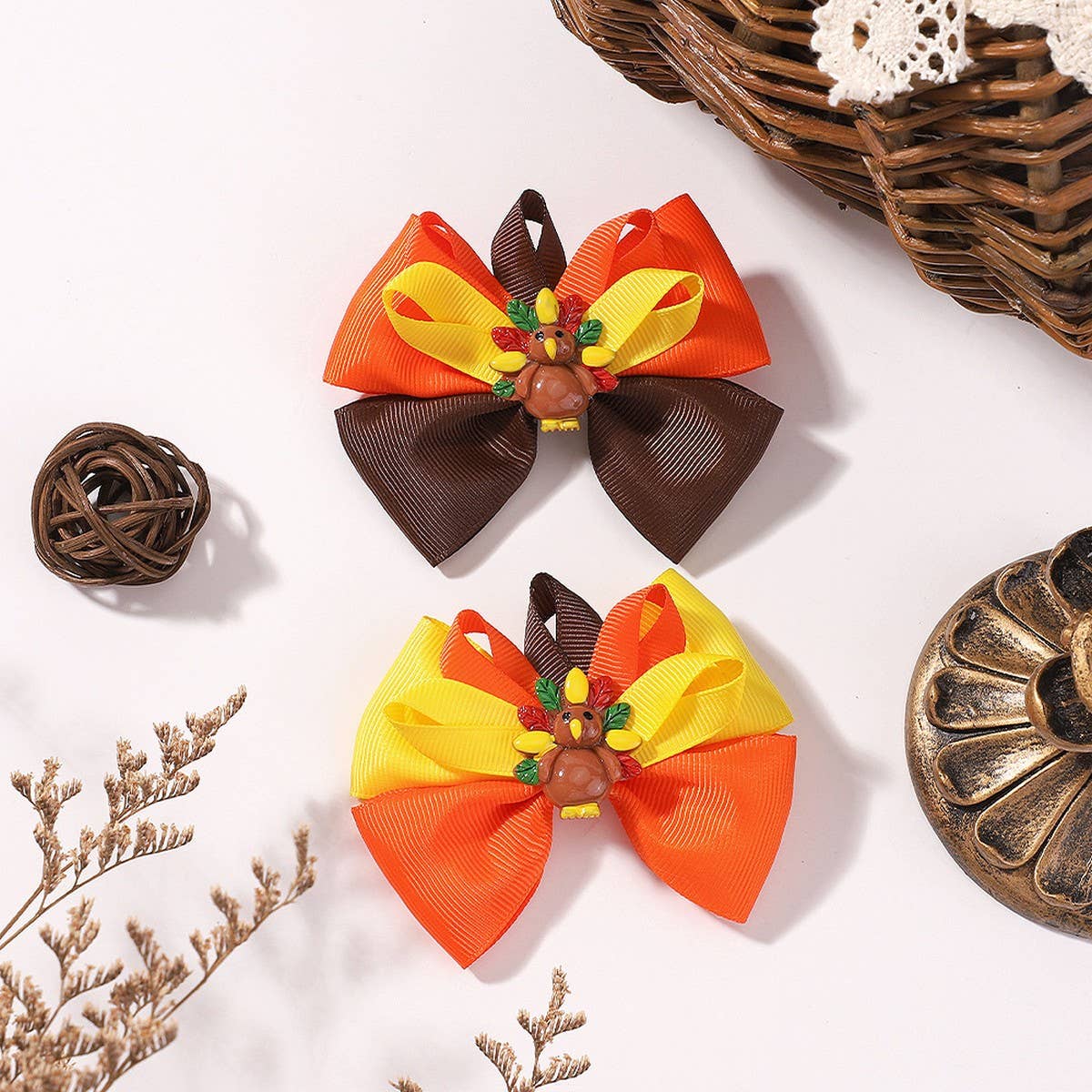 Turkey Bow Hair Clip for Kids ? Party Style