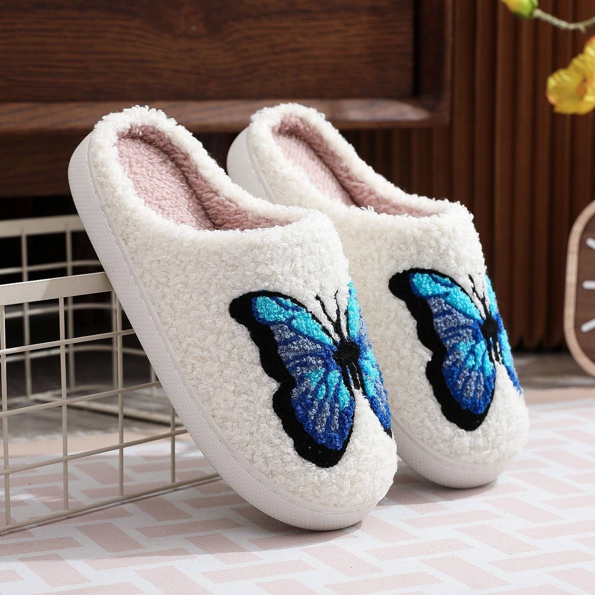 HOME COLORFUL BUTTERFLY COTTON SLIPPERS