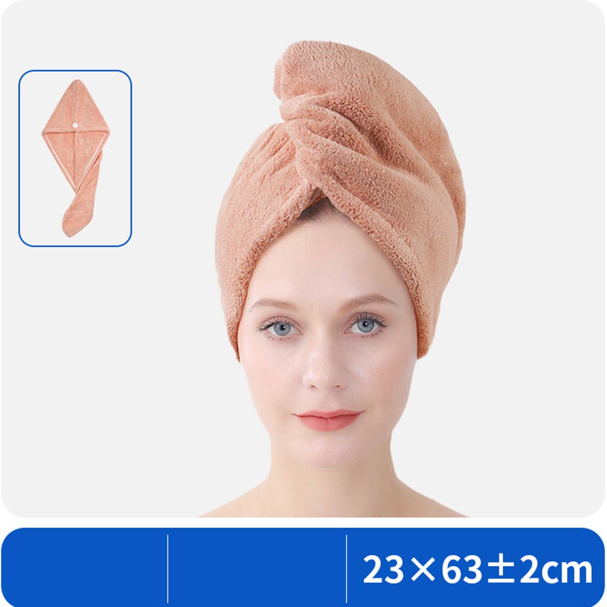CWMM8341_THICK CORAL FLEECE DOUBLE LAYER SHOWER CAP