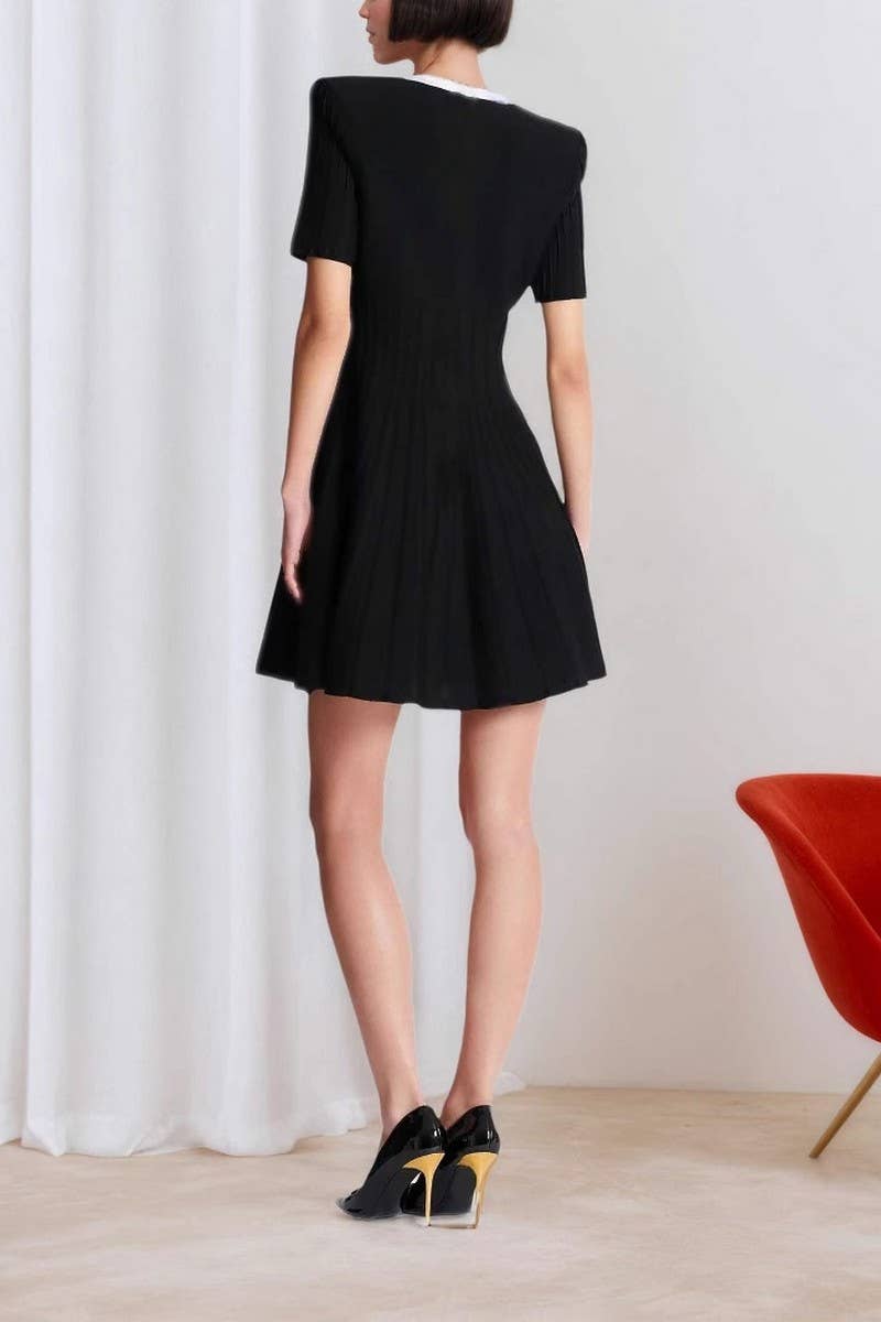 CWDSD8800Z_SQUARE NECK COLORBLOCK BUTTON FRONT DRESS
