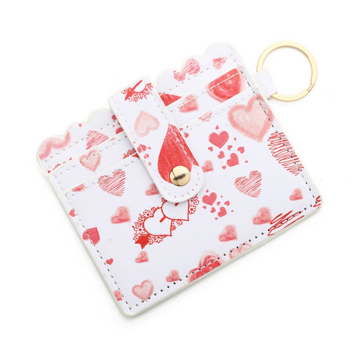 PU Card Wallet with Keychain & Multi-Card Slots_CWAB4934
