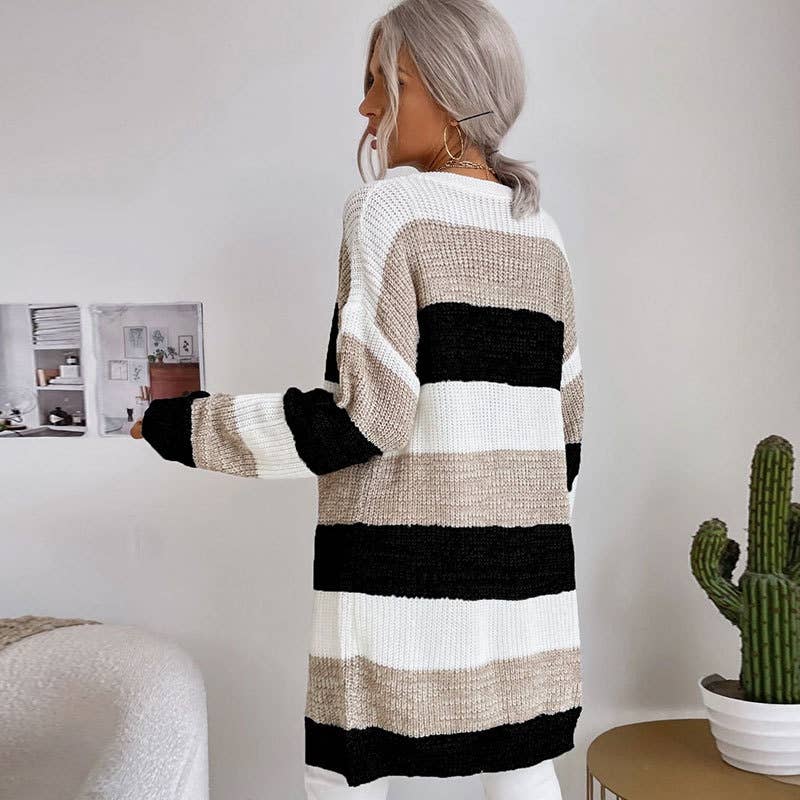 STRIPED COLOR CARDIGAN KNIT ALL-IN-ONE JACKET