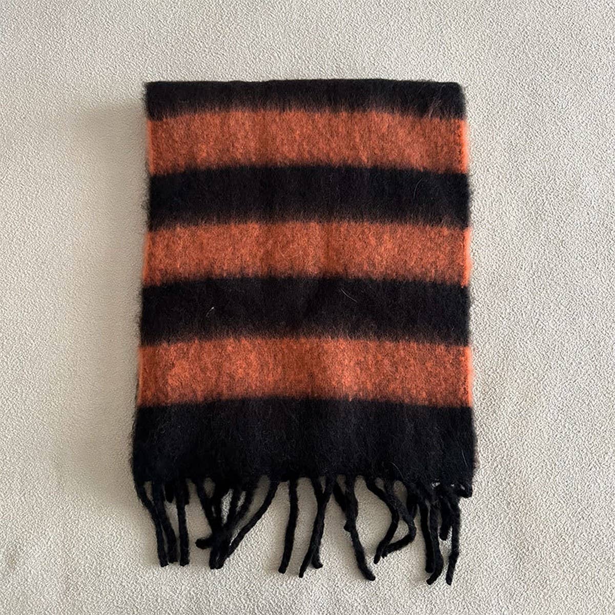 Blue-Brown Stripe Scarf - Thick Winter Wrap_CWASC2332