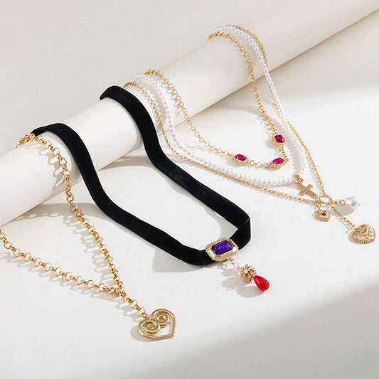 WOMEN'S DIAMOND PEARL HEART PENDANT NECKLACE