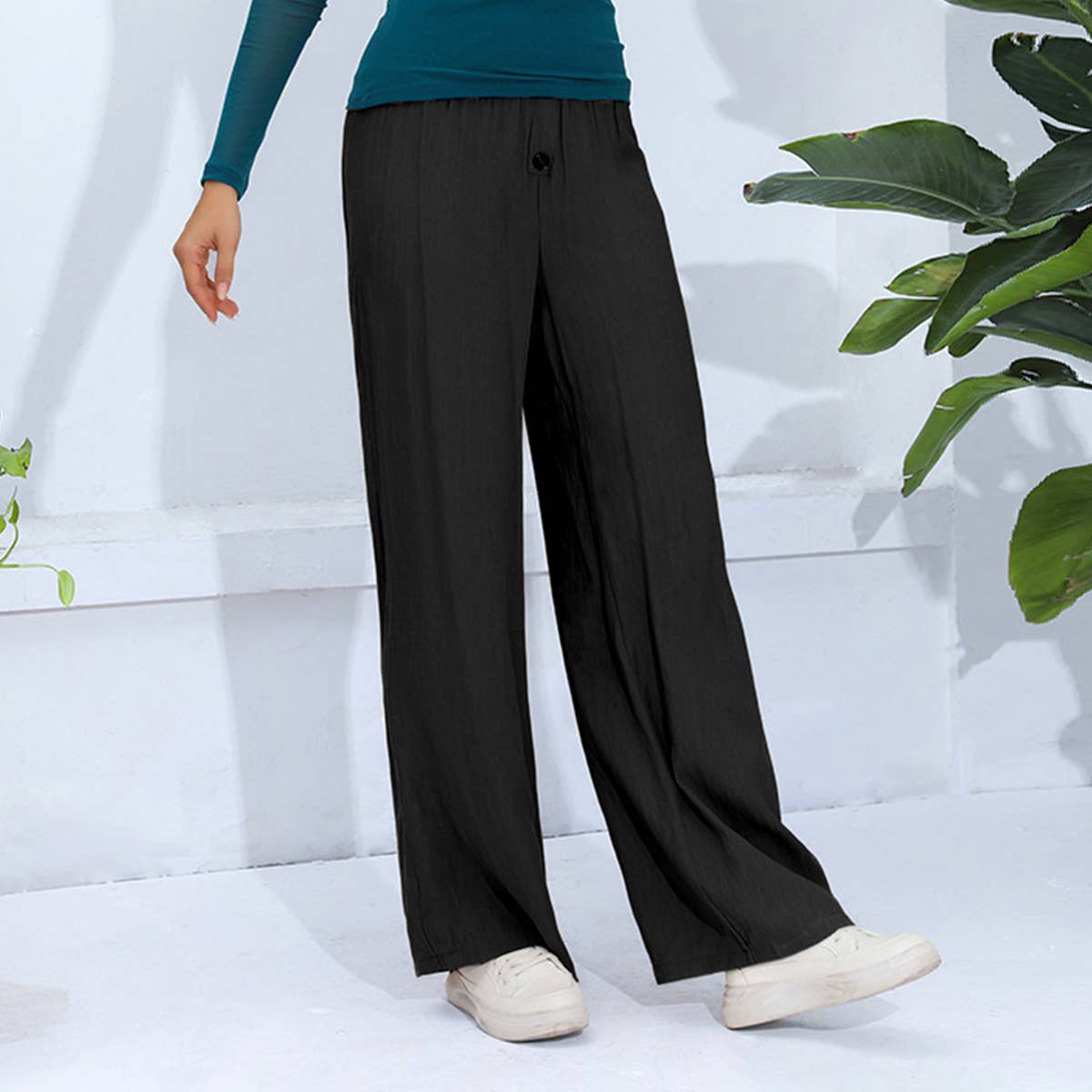 HIGH WAIST SINGLE BREASTED STRAIGHT LEG PANTS