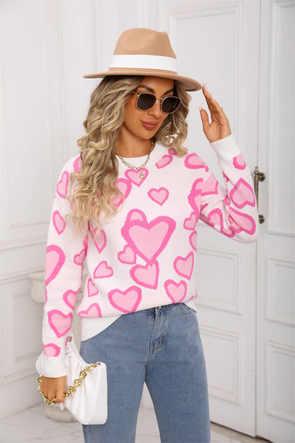 Fashion assorted jacquard love heart sweater