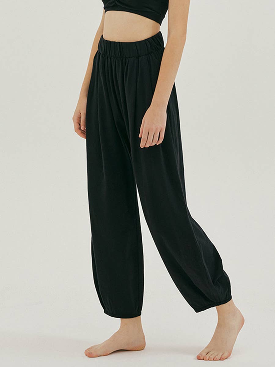 STRETCH ELASTIC HIGH WAIST CASUAL STRAIGHT PANTS