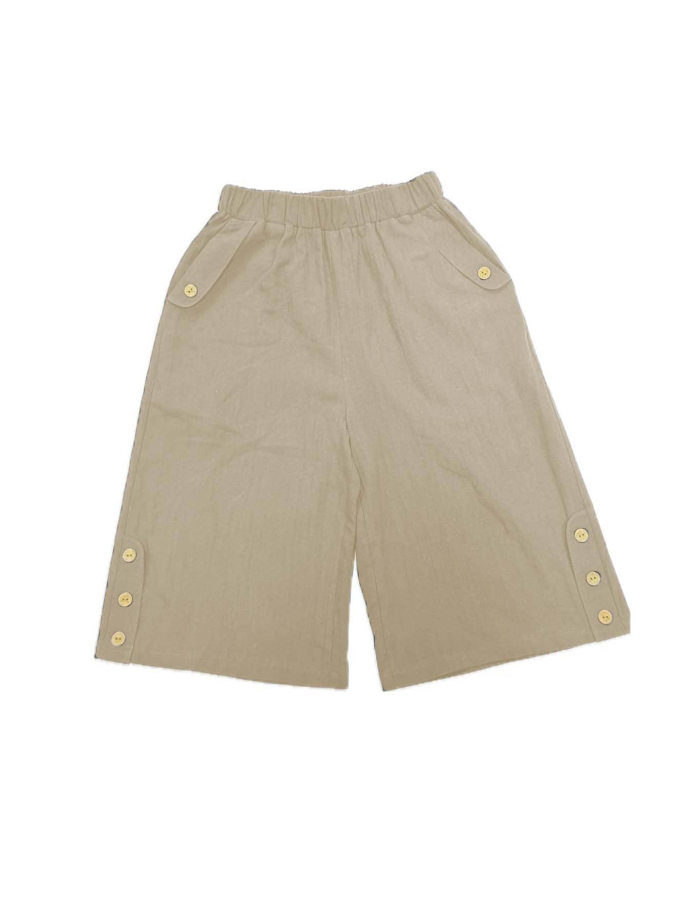 Cotton and linen solid-colored casual shorts