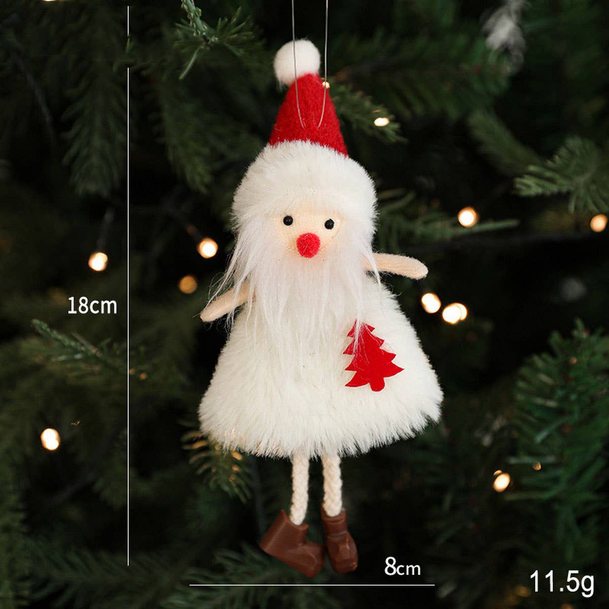 Red White Plush Snowman Christmas Tree Ornament_CWMM9675