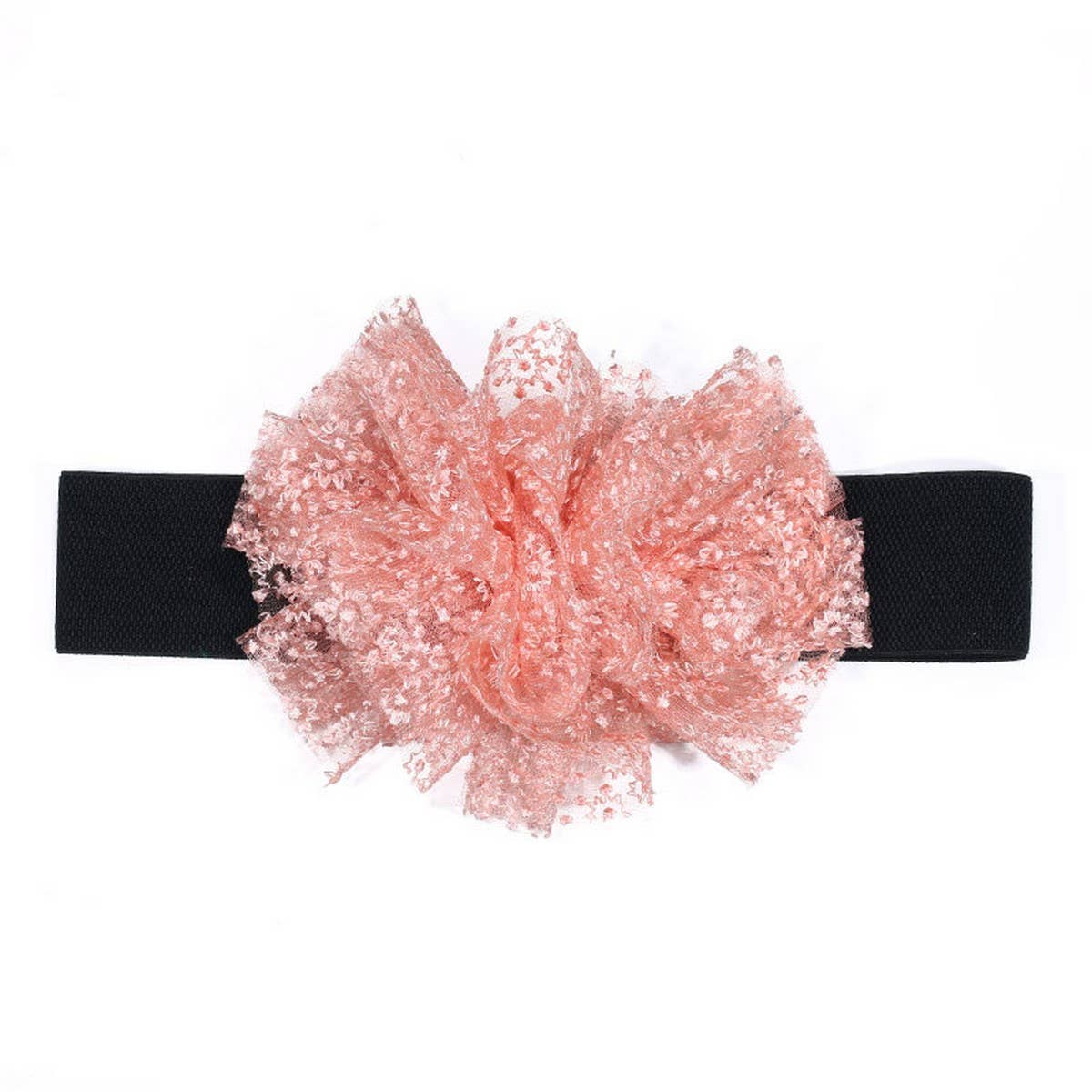 Oversized Tulle Flower Elastic Belt for Women_CWMM6423