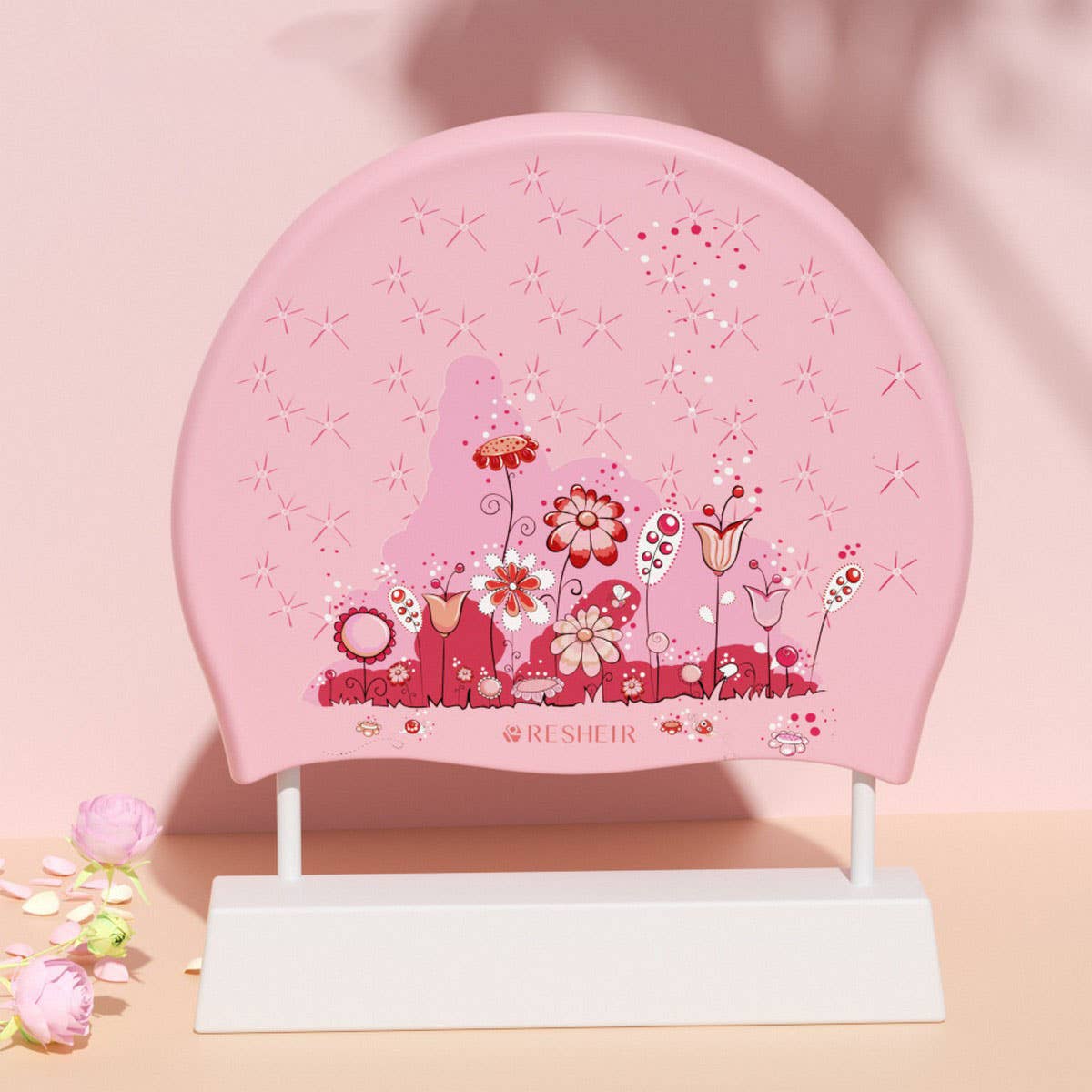 Adult Women's Swim Cap, Floral, Waterproof_CWMM6711