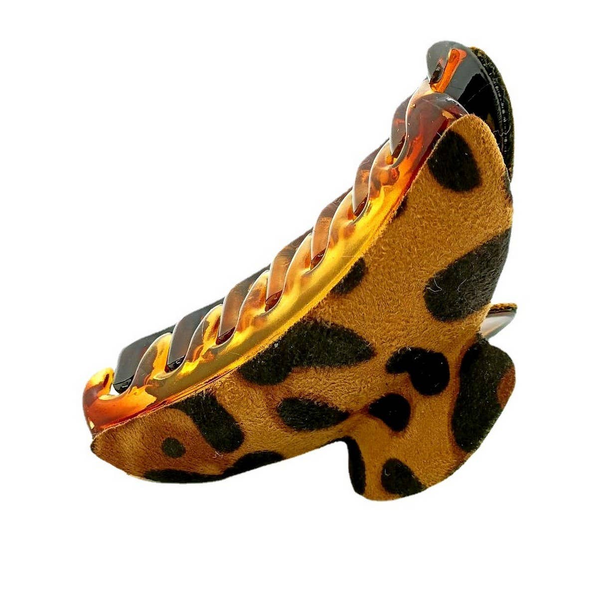 Elegant Leopard PU Leather Hair Claw Clip