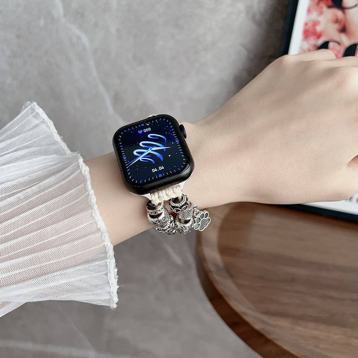 IWATCH9-1 SE DOG PAW ORNAMENT GENUINE LEATHER STRAP