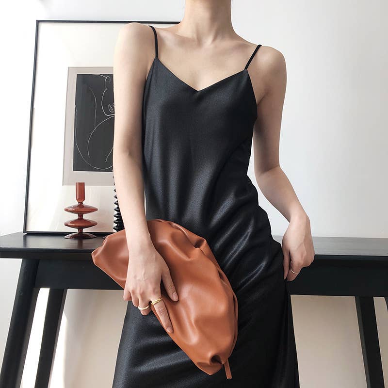 SATIN DROP HAUTE COUTURE HALTER DRESS