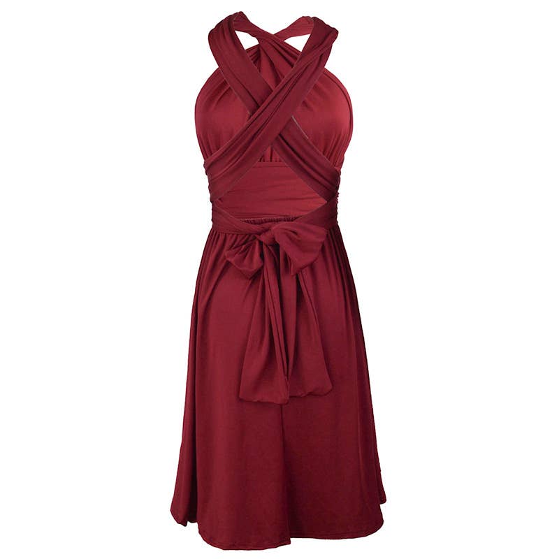 Solid Color Tie-Up Multi-Way Flowy Dress