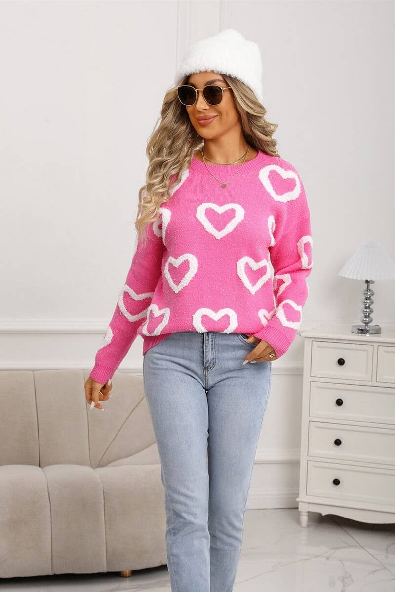 CWOSWL07592_VALENTINE HEART COLORBLOCK CREWNECK SWEATER