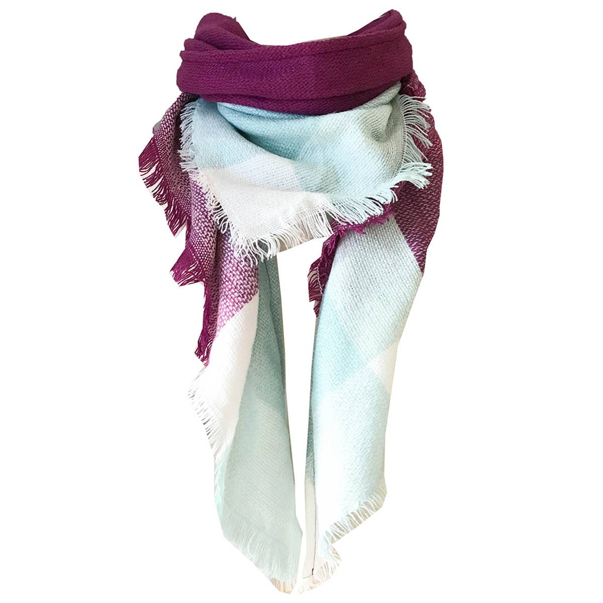 Rainbow Plaid Scarf ??Triangle Winter Shawl_CWASC0116