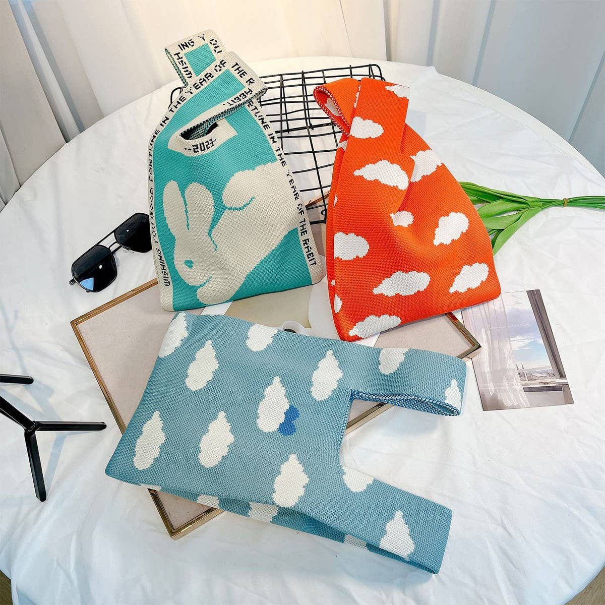 CWMM10404_KOREAN STYLE KNIT TOTE BAG FOR WOMEN