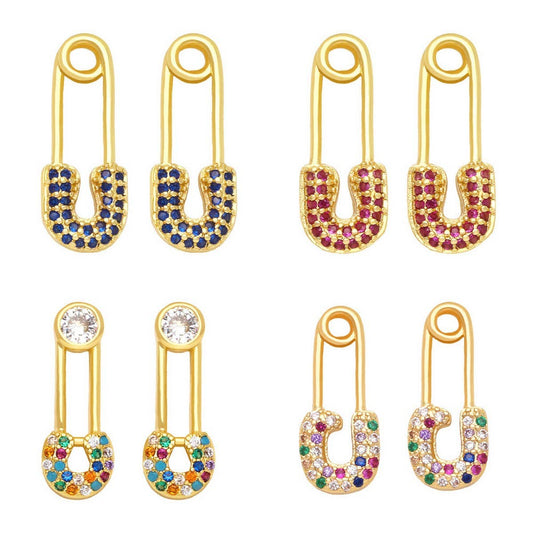 SET WITH COLORED ZIRCON PAPER CLIP EARRINGS