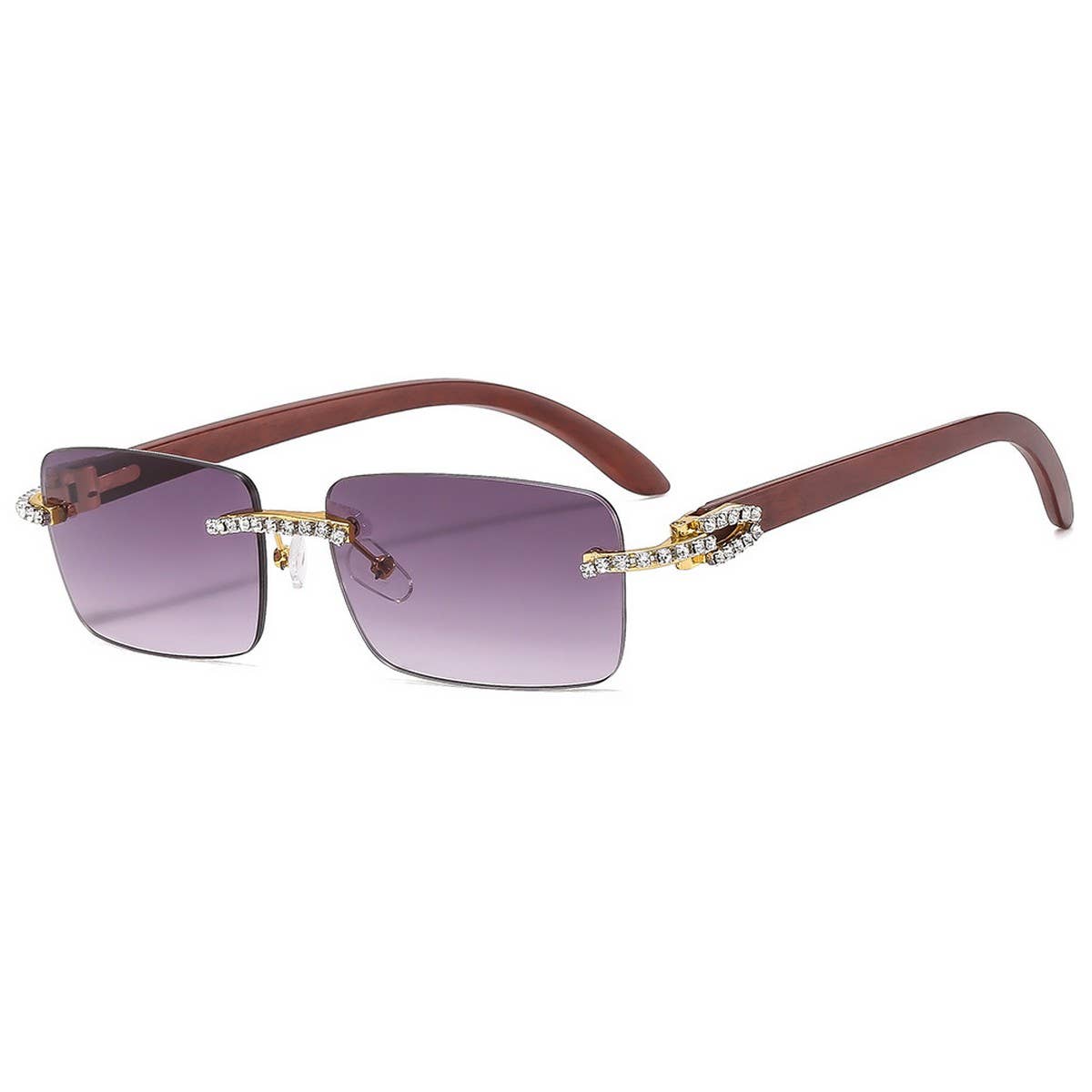 Rhinestone Frameless Square Sunglasses for Women