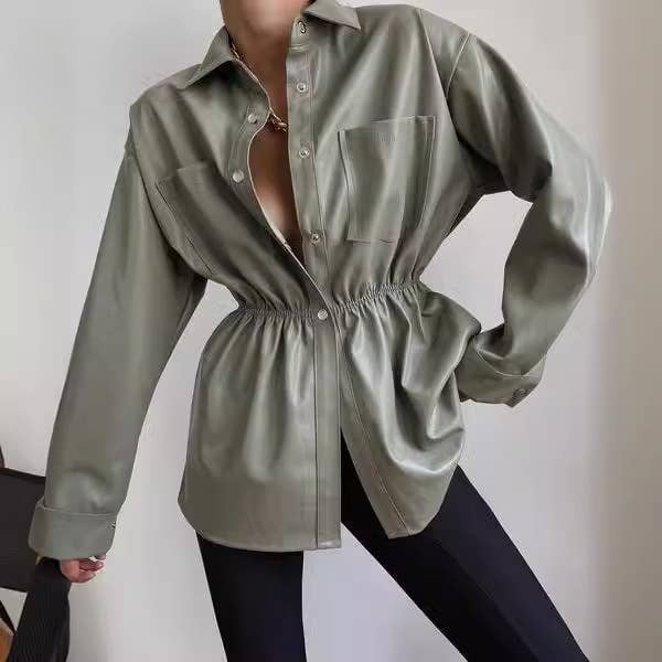 Fashionable single-breasted cinched-waist jacket