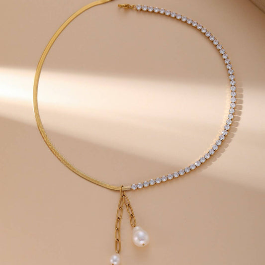 FRESHWATER PEARL MULTI-LAYER LINE STITCHINGNECKLACE