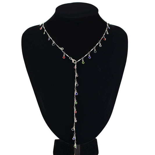FASHIONABLE COLORFUL CRYSTAL Y-SHAPED NECKLACE